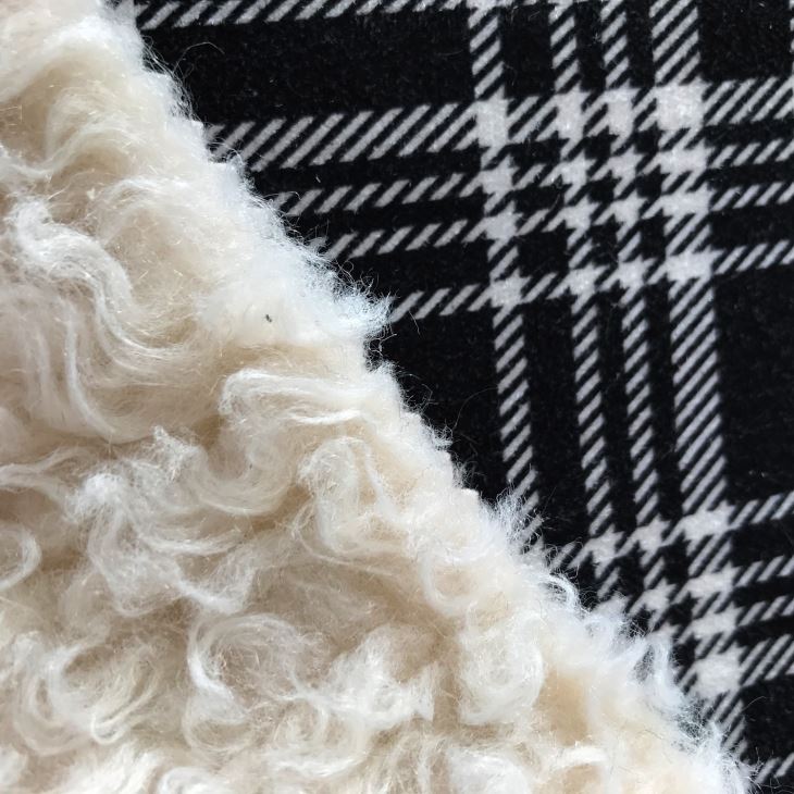 Apparel Printed Suede Bond With Faux Wool Fabric