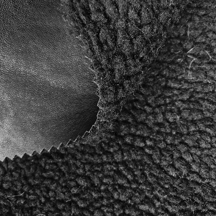 Black Pu With Fur Fabric